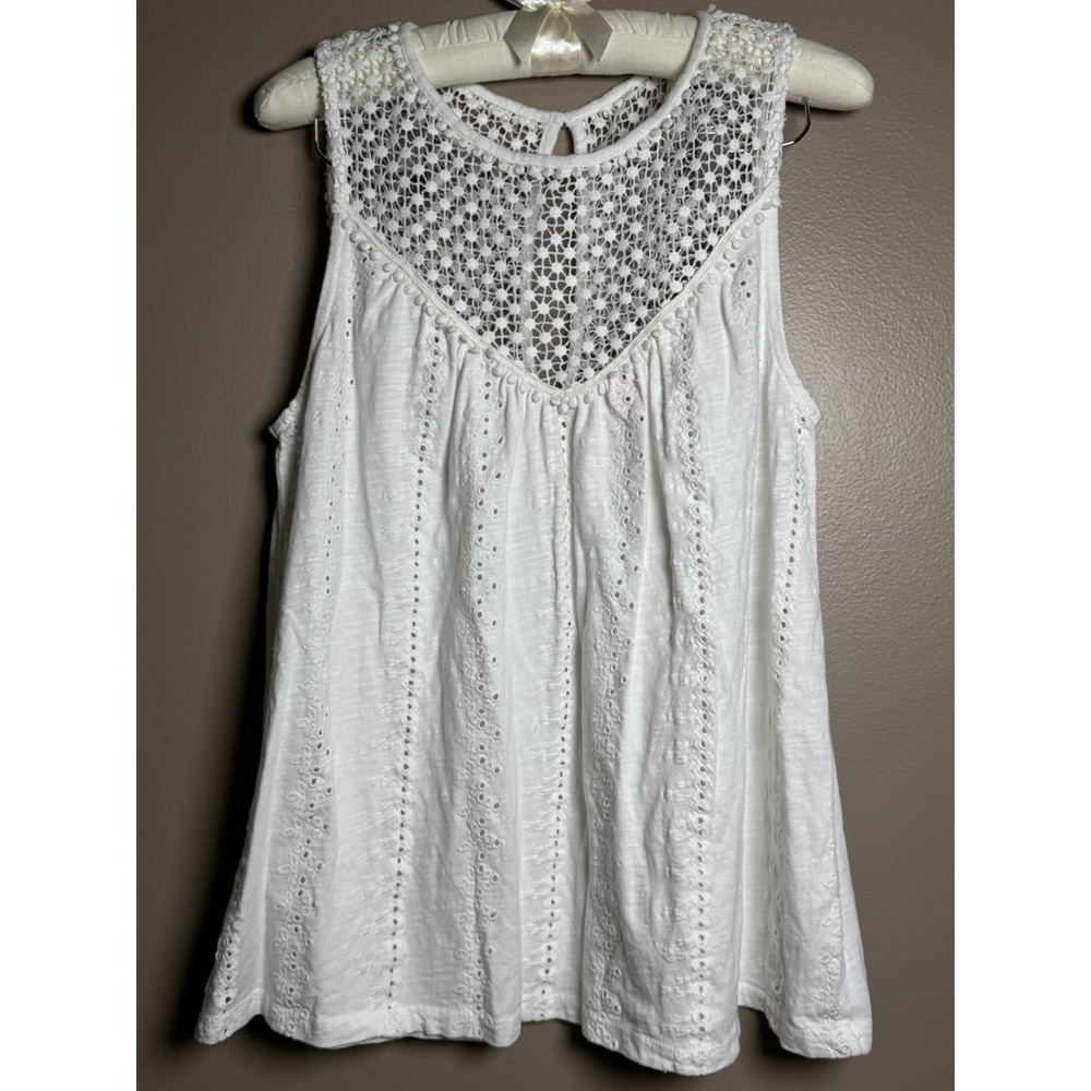 Lilly Pulitzer Aberdeen Eyelet Tank Top White Embroidered 005659 Womens Size M